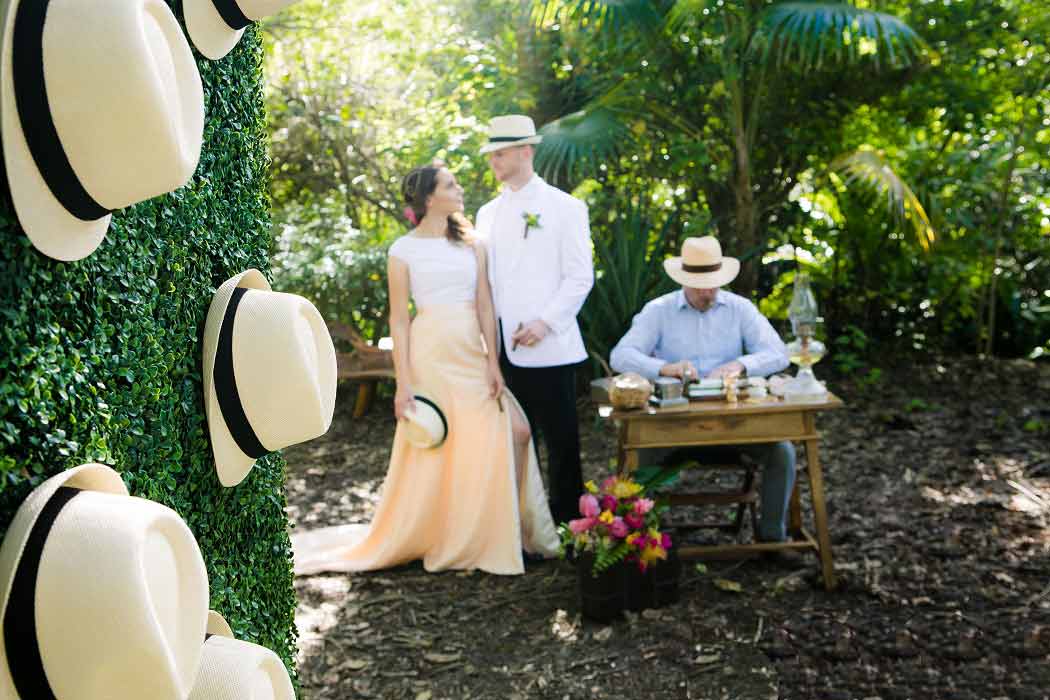 straw fedora at cuban wedding