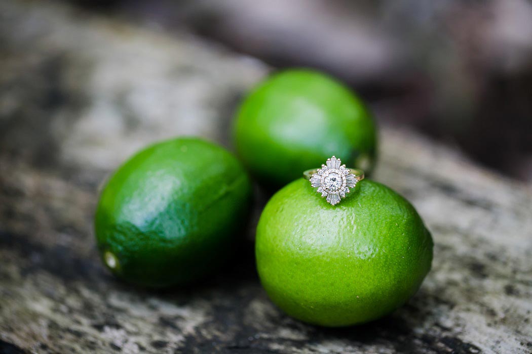 engagement ring on limes