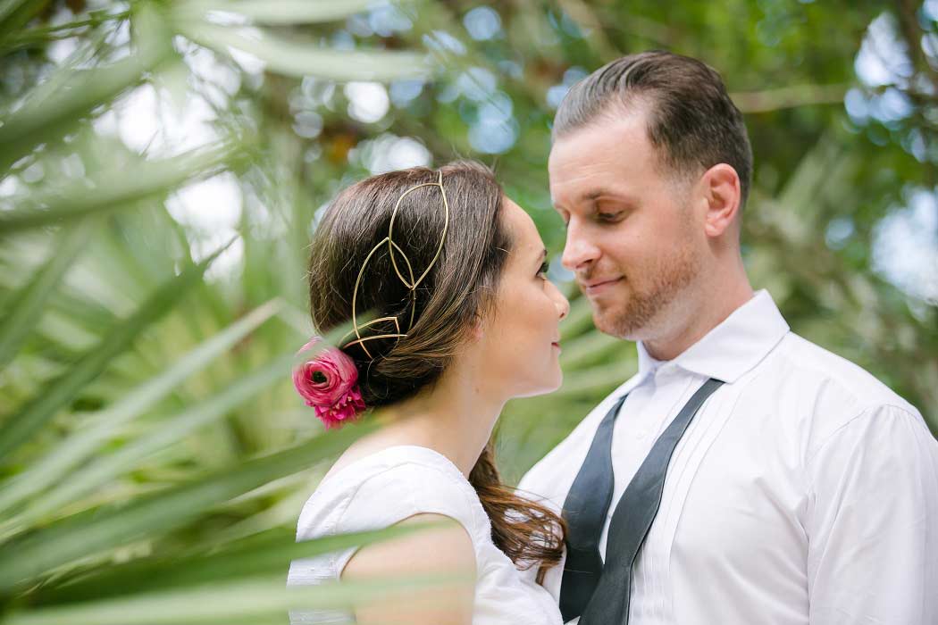 unique bridal headpiece with pink flowers