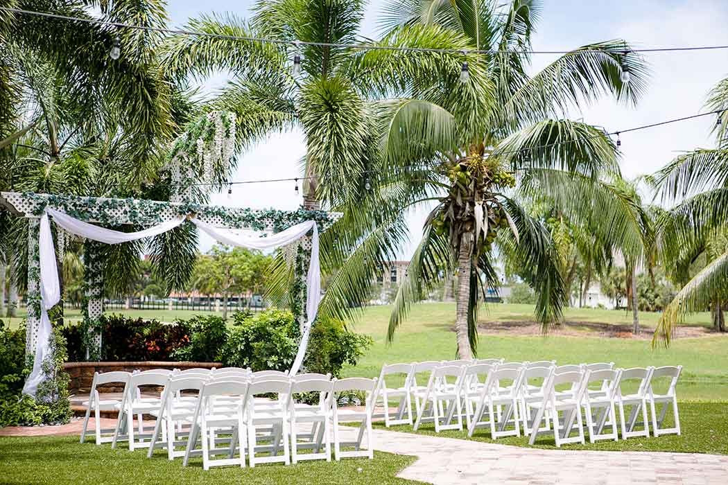 wedding ceremony set up at galuppi's in pompano beach