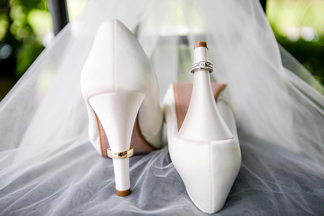 bridal shoes and wedding rings for detail shot