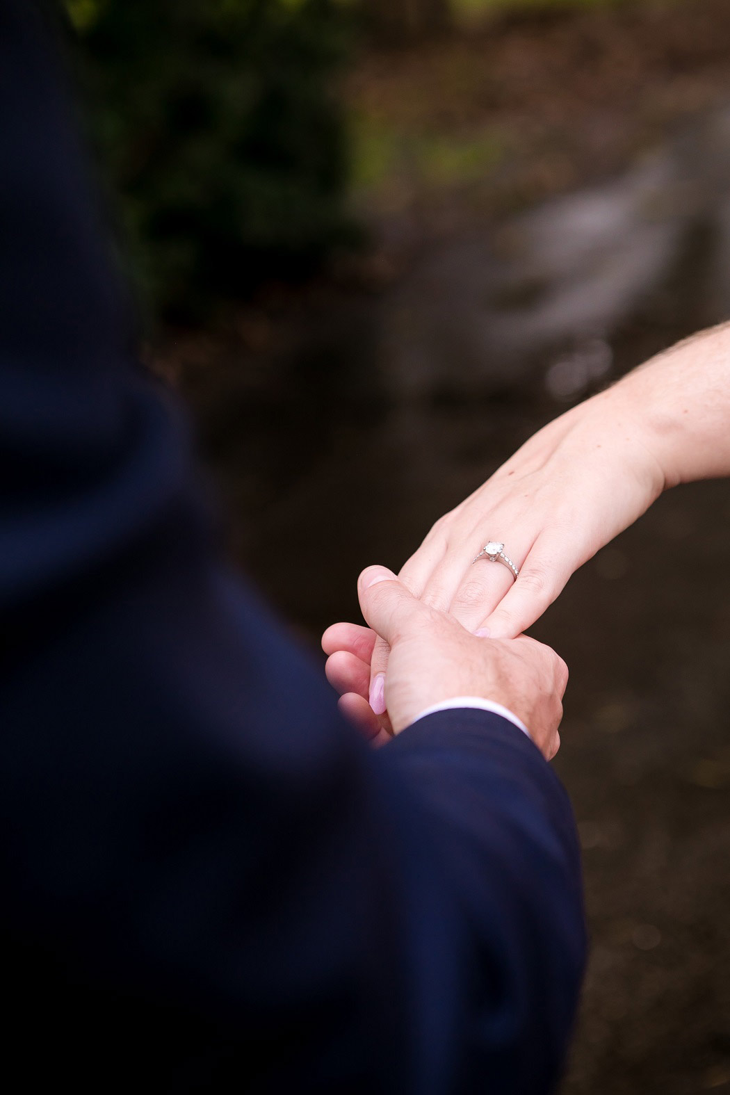 stunning pose with diamond engagement ring