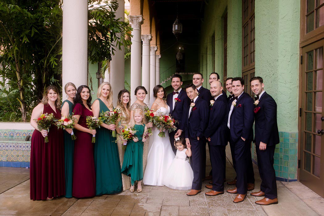 bridal party during modern wedding ceremony at biltmore hotel miami