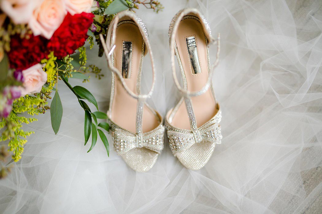 biltmore hotel miami wedding photographer | modern wedding photography detail shots of bridal shoes and bouquet