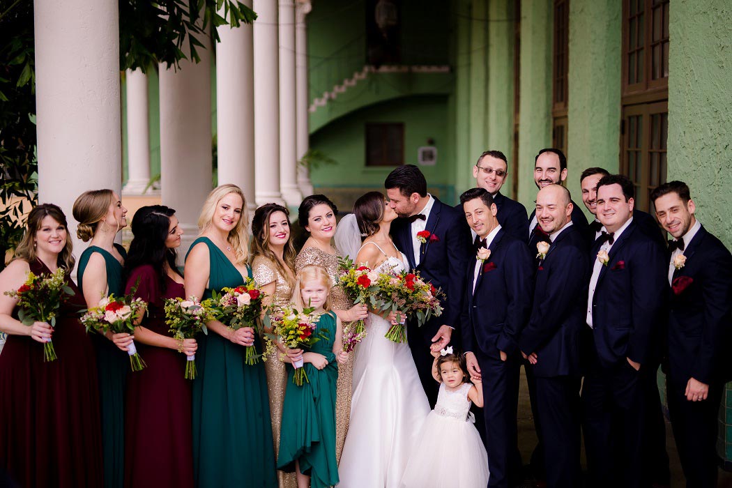 full bridal party during wedding at biltmore hotel miami