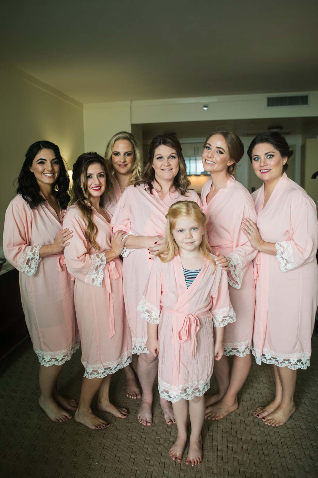 bridesmaids pose in their robes for wedding photography at biltmore hotel miami