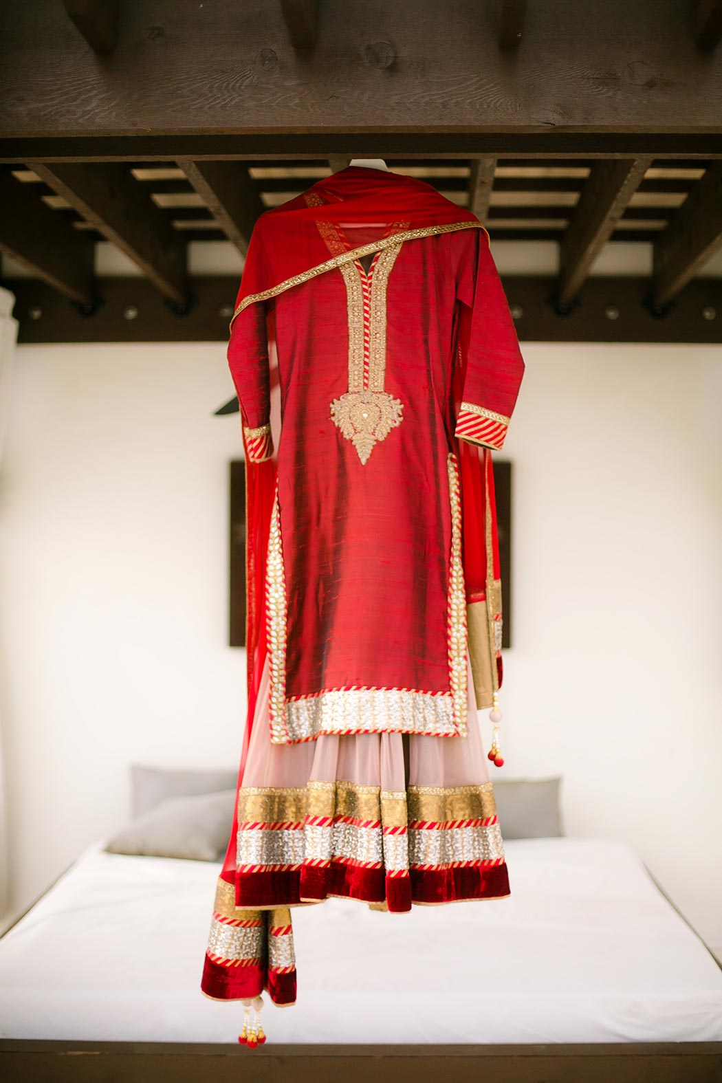 red and gold indian wedding dress for styled photoshoot