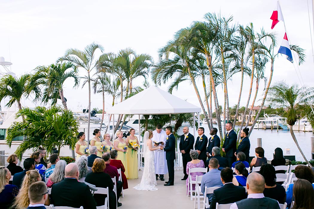 wedding ceremony at lighthouse point yacht club