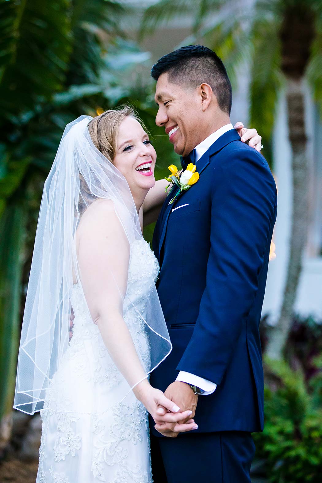 lighthouse point bride and groom portrait, nautical themed wedding