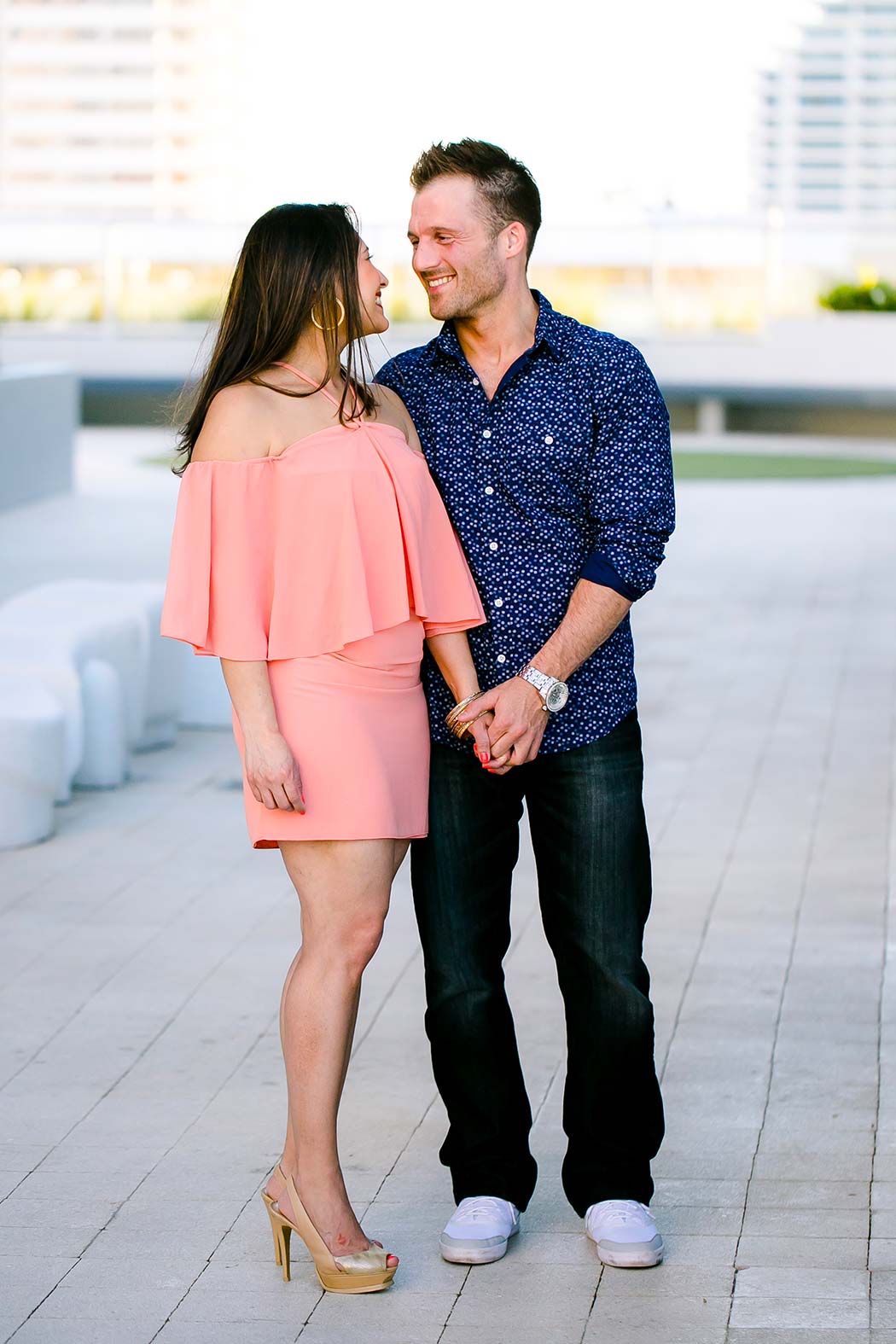 couple pose for engagement photoshoot in fort lauderdale