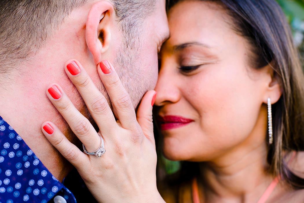 close up image of diamond engagement ring after proposal