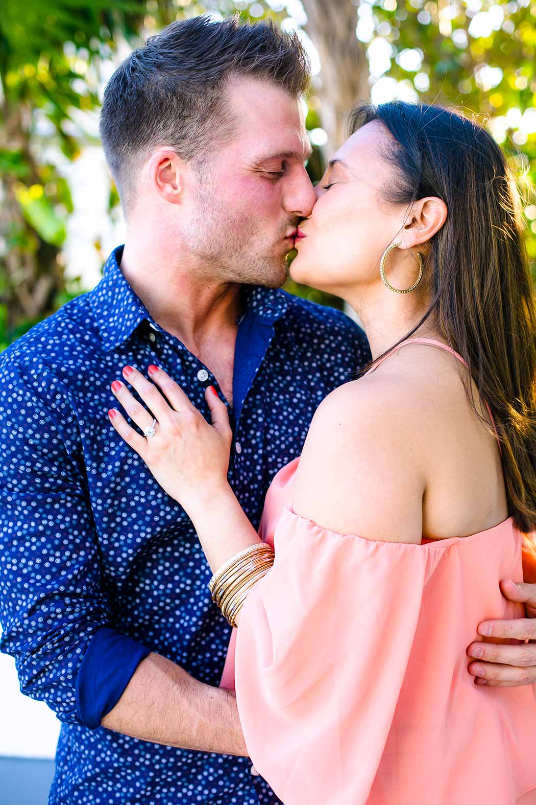 happy couple after he proposed in south florida