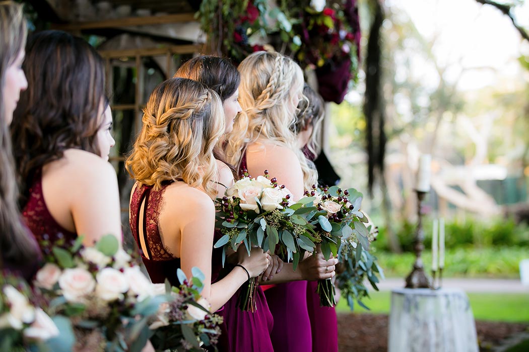 bridesmaids at flamingo gardens wedding