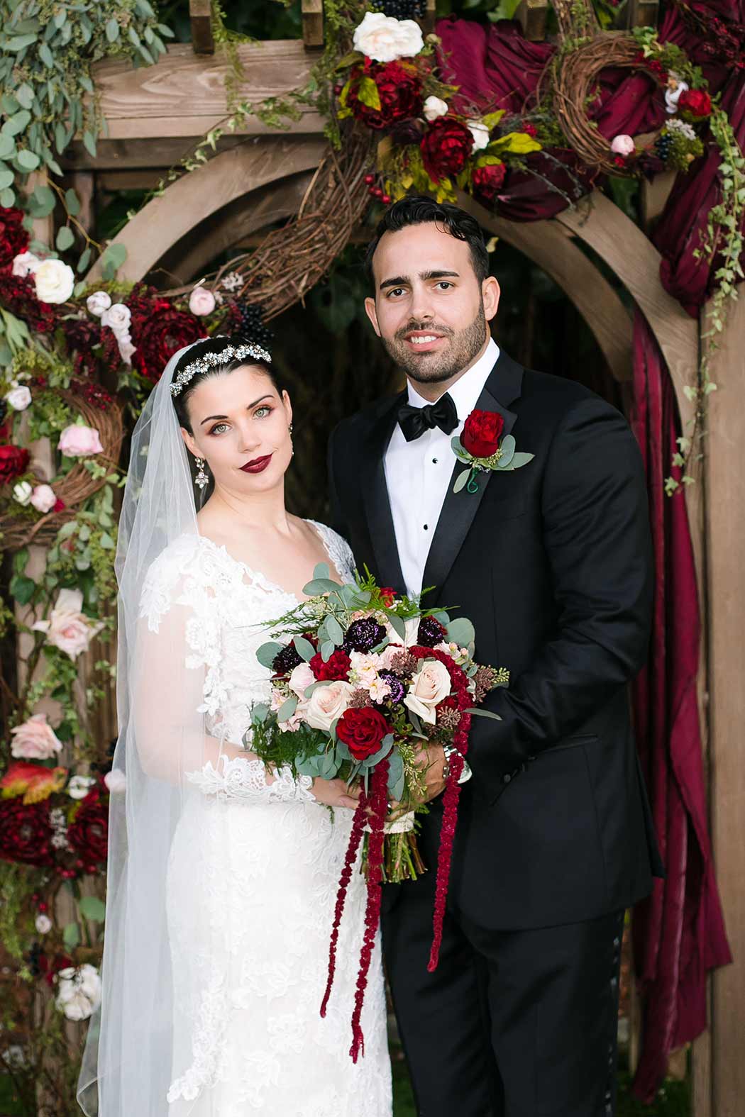 bride and groom at flamingo gardens wedding