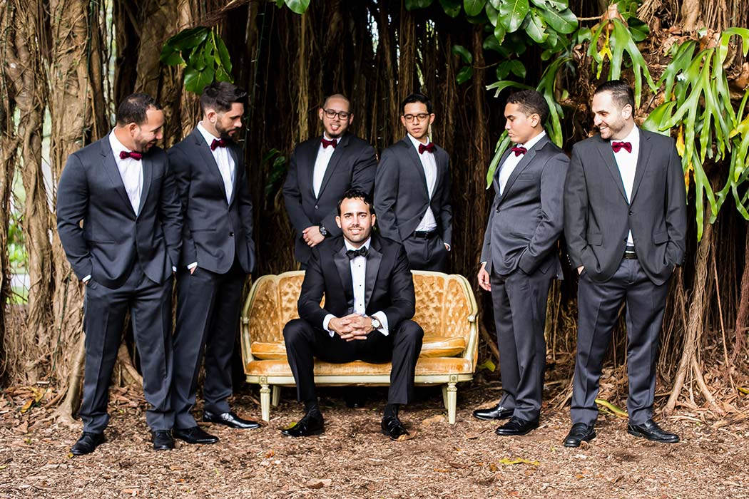 groomsmen at flamingo gardens wedding