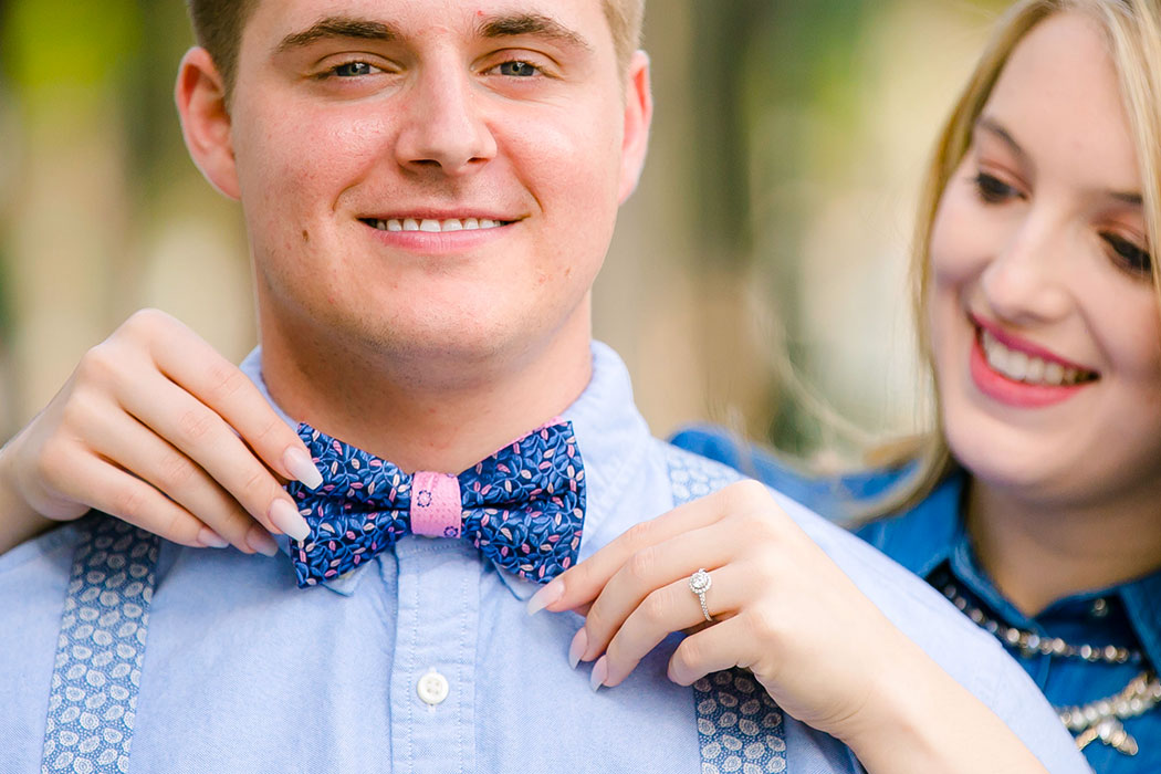 man wears bow tie for engagement photoshoot | engagement photographer fort lauderdale