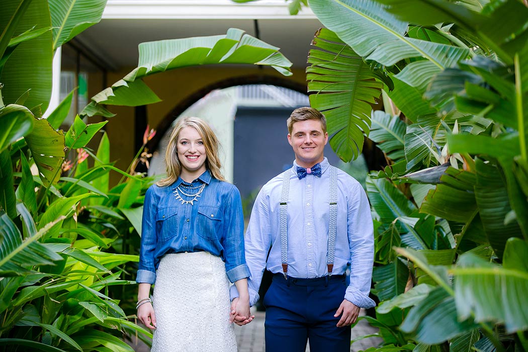 couple poses in unique location for engagement photoshoot in fort lauderdale