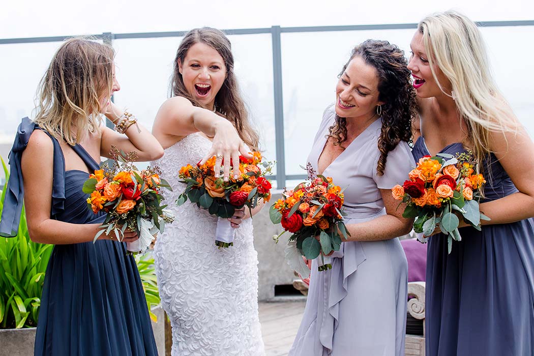 bride and bridesmaids at east hotel miami wedding