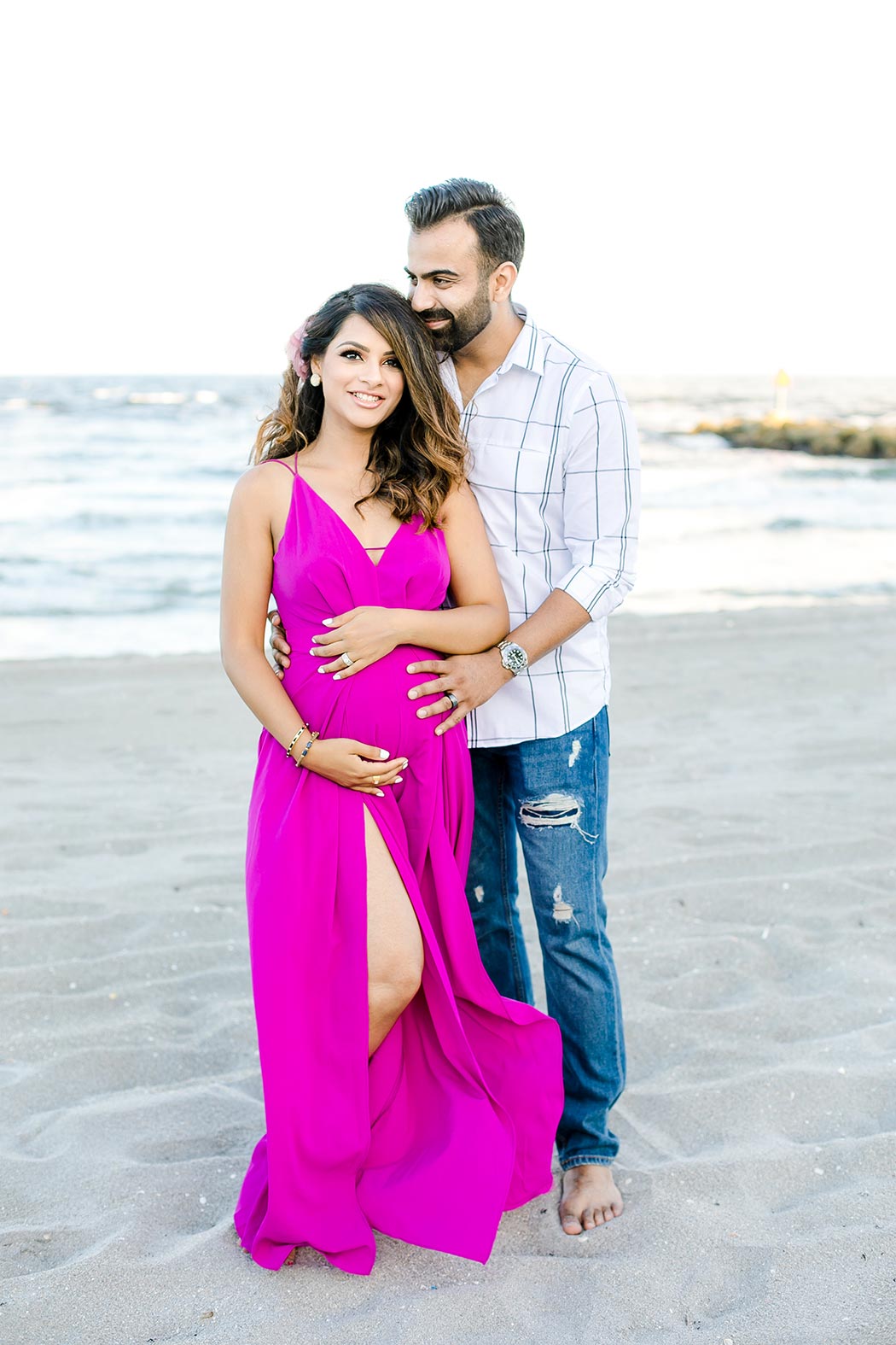 long turquoise beach maternity dress 