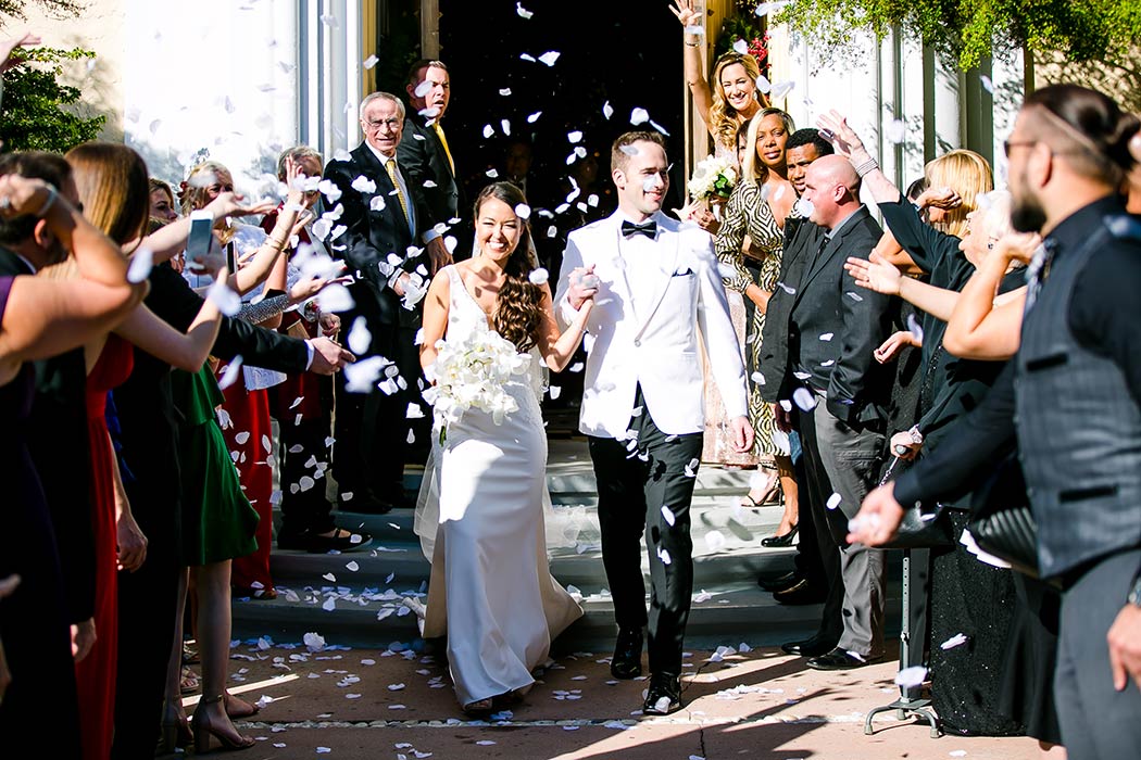 white wedding exit dress