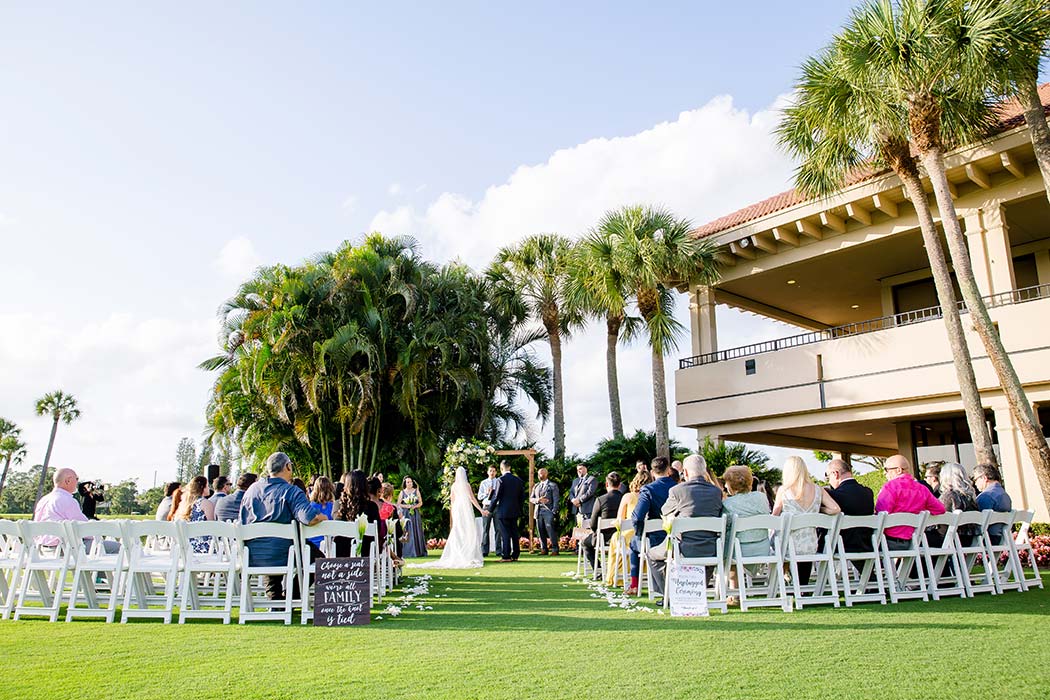 wedding ceremony at breakers west country club | simple wedding set up photograph | bride and groom at fort lauderdale wedding