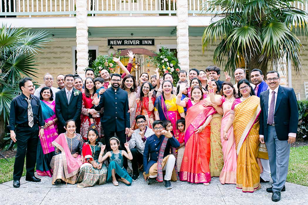 family photographs at modern indian wedding | modern indian wedding family photography at fort lauderdale historical society | indian wedding fort lauderdale historical society    
