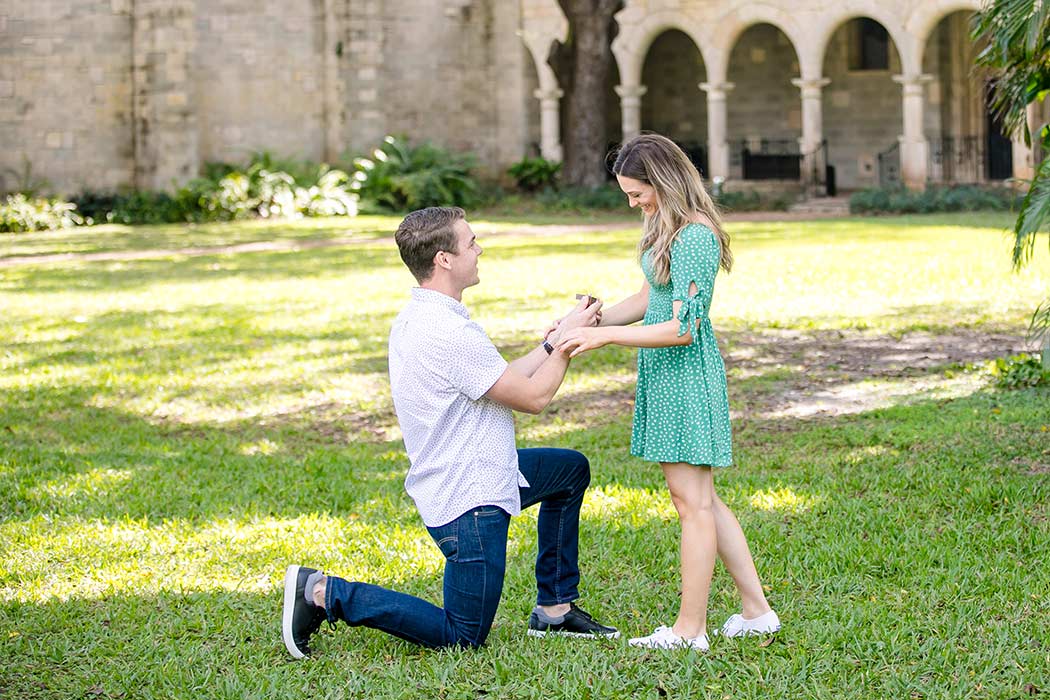 andrea harborne photography | ancient spanish monastery engagement photo | guy proposing to girlfriend at ancient spanish monastery | fort lauderdale engagement couples photographer