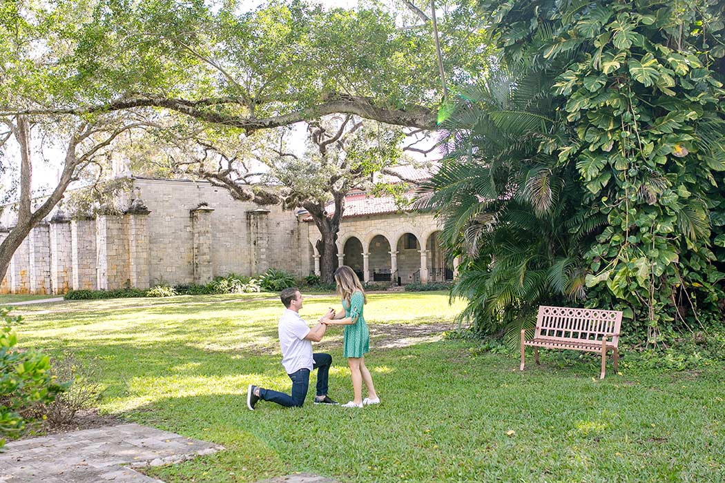 surprise marriage proposal at the ancient spanish monastery miami | surprise proposal | proposal photography fort lauderdale | engagement photos ancient spanish monastery