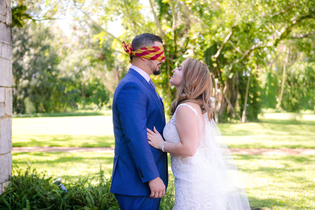 blindfold first look | first look wedding inspiration | first look wedding ideas
