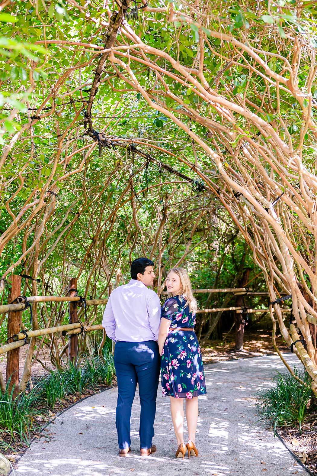 funky morikami japanese gardens engagement photography session | couple posing for engagement in fort lauderdale | morikami japanese gardens engagement photos      
