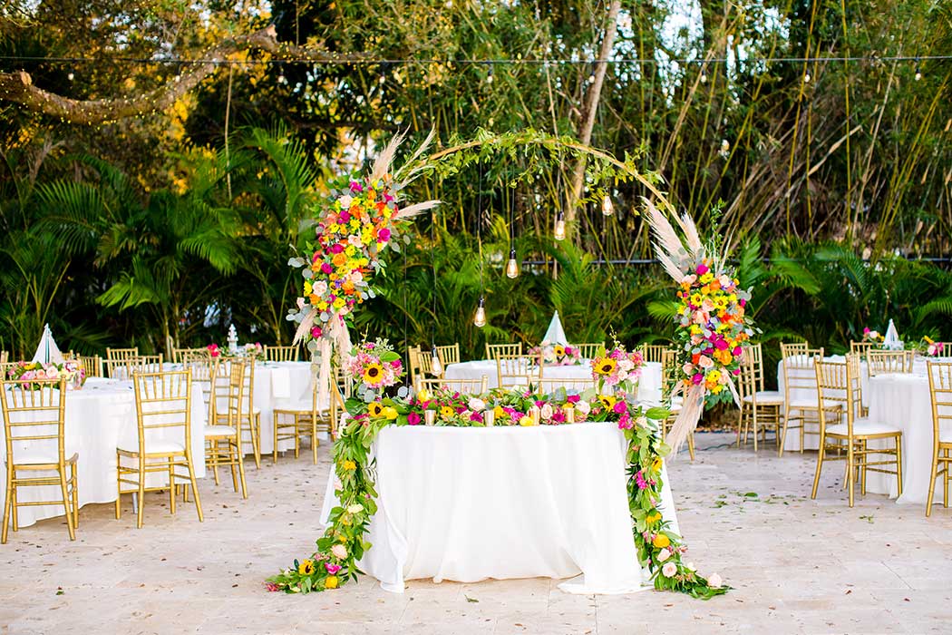 beautiful floral arch for wedding reception