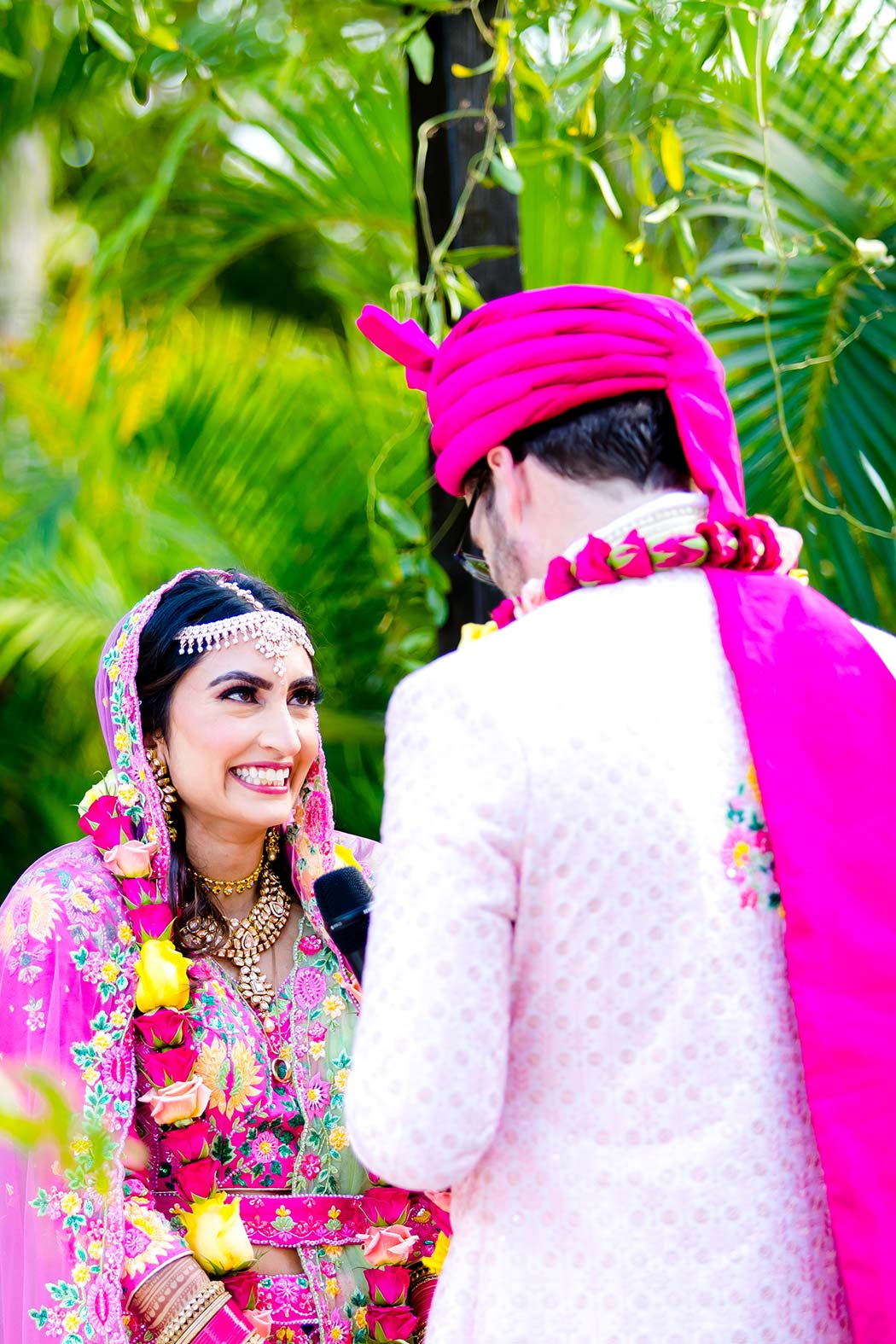 bride and groom smiling for wedding pictures in fort lauderdale 