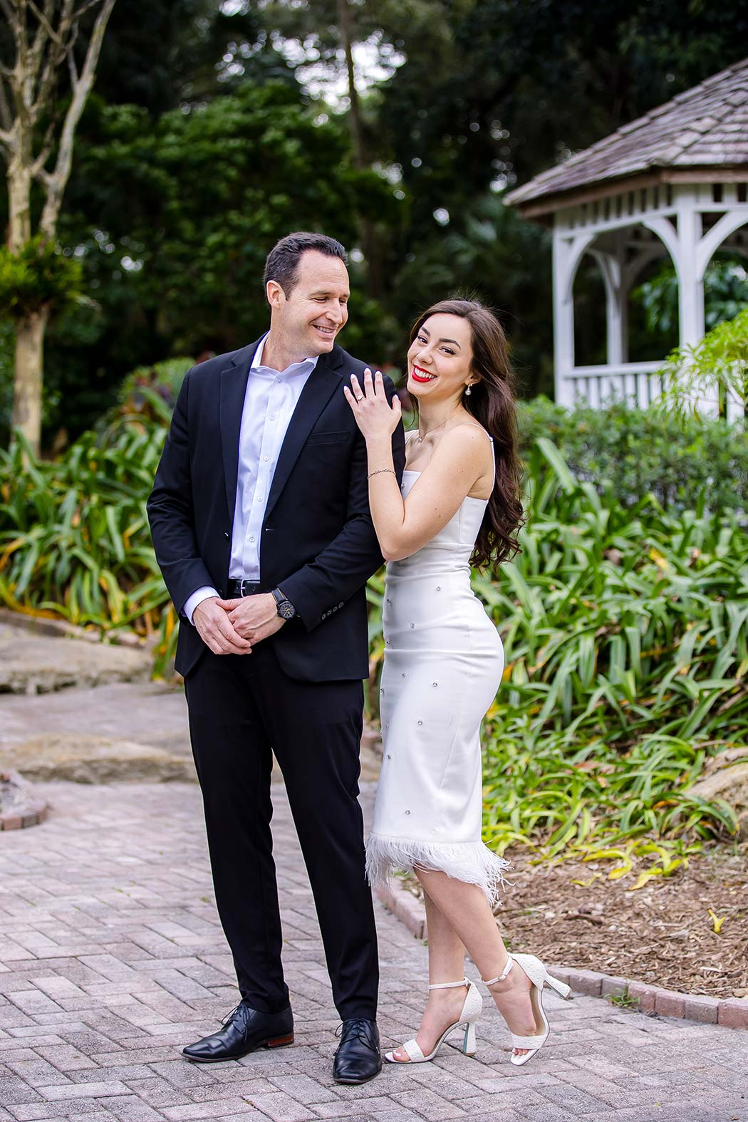 Beautiful couple captured in couples photography at Flamingo Gardens in Davie, South Florida