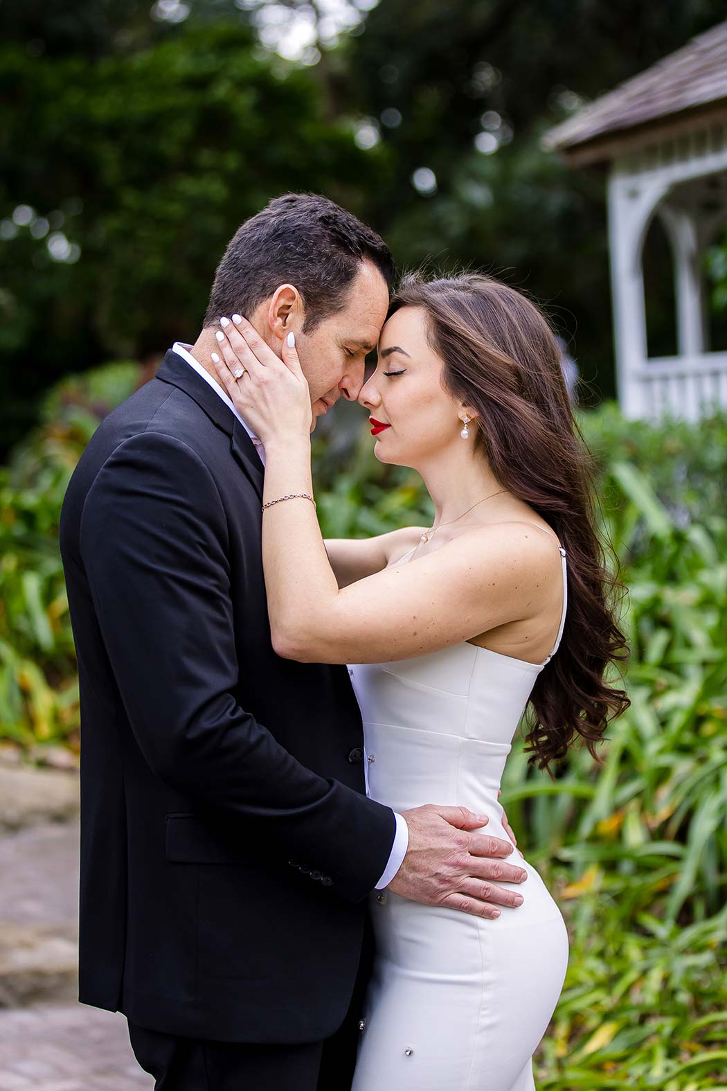 Beautiful couple captured in couples photography at Flamingo Gardens, South Florida