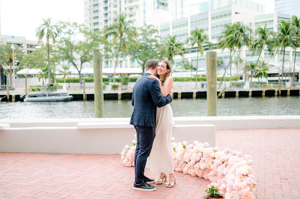 Fort Lauderdale Riverwalk Magic: A Surprise Proposal Surprise proposal captured during a photoshoot at the Fort Lauderdale Riverwalk