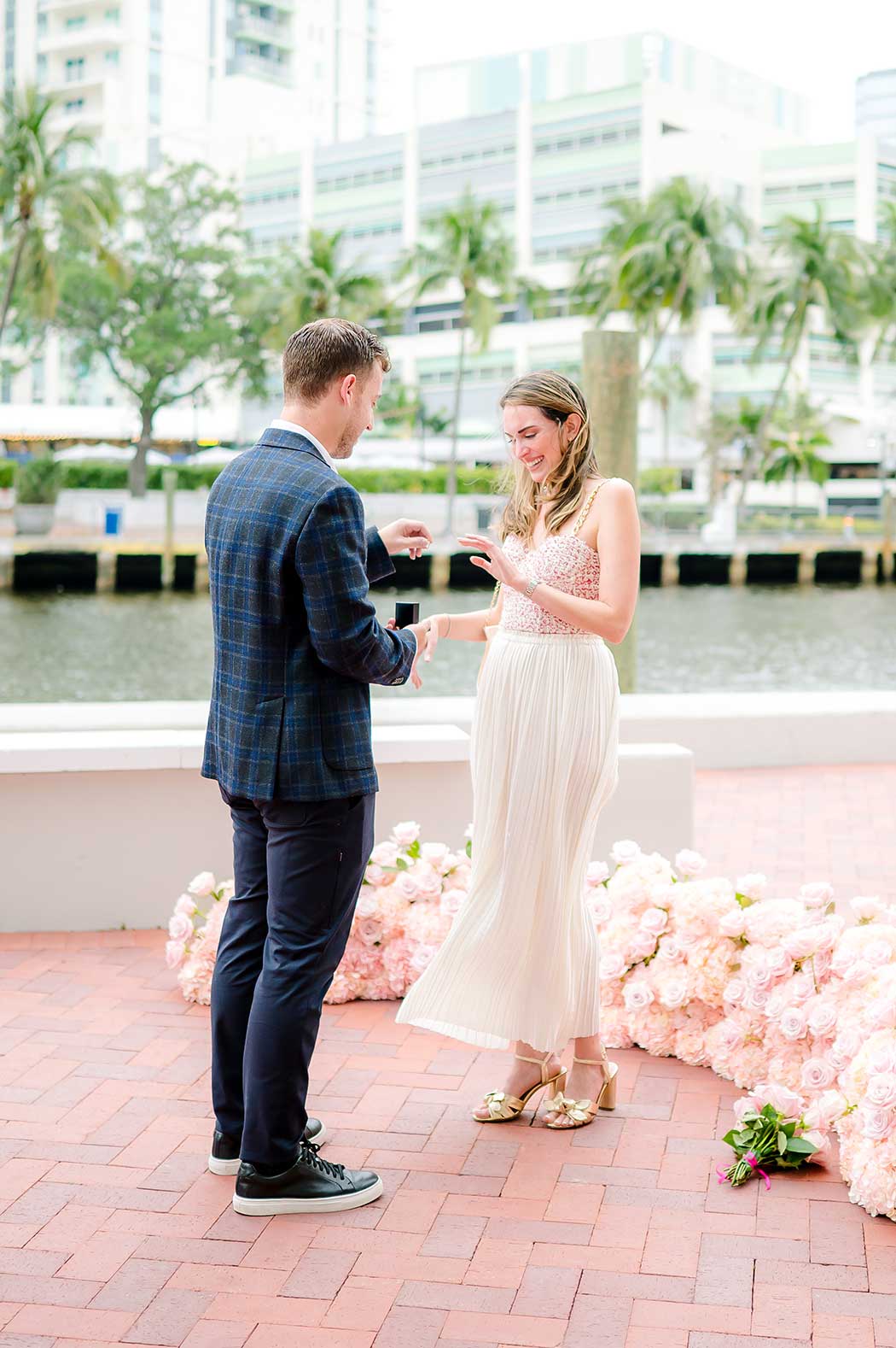 Just a Walk… Then a Ring! Engagement surprise captured at golden hour on the Fort Lauderdale Riverwalk